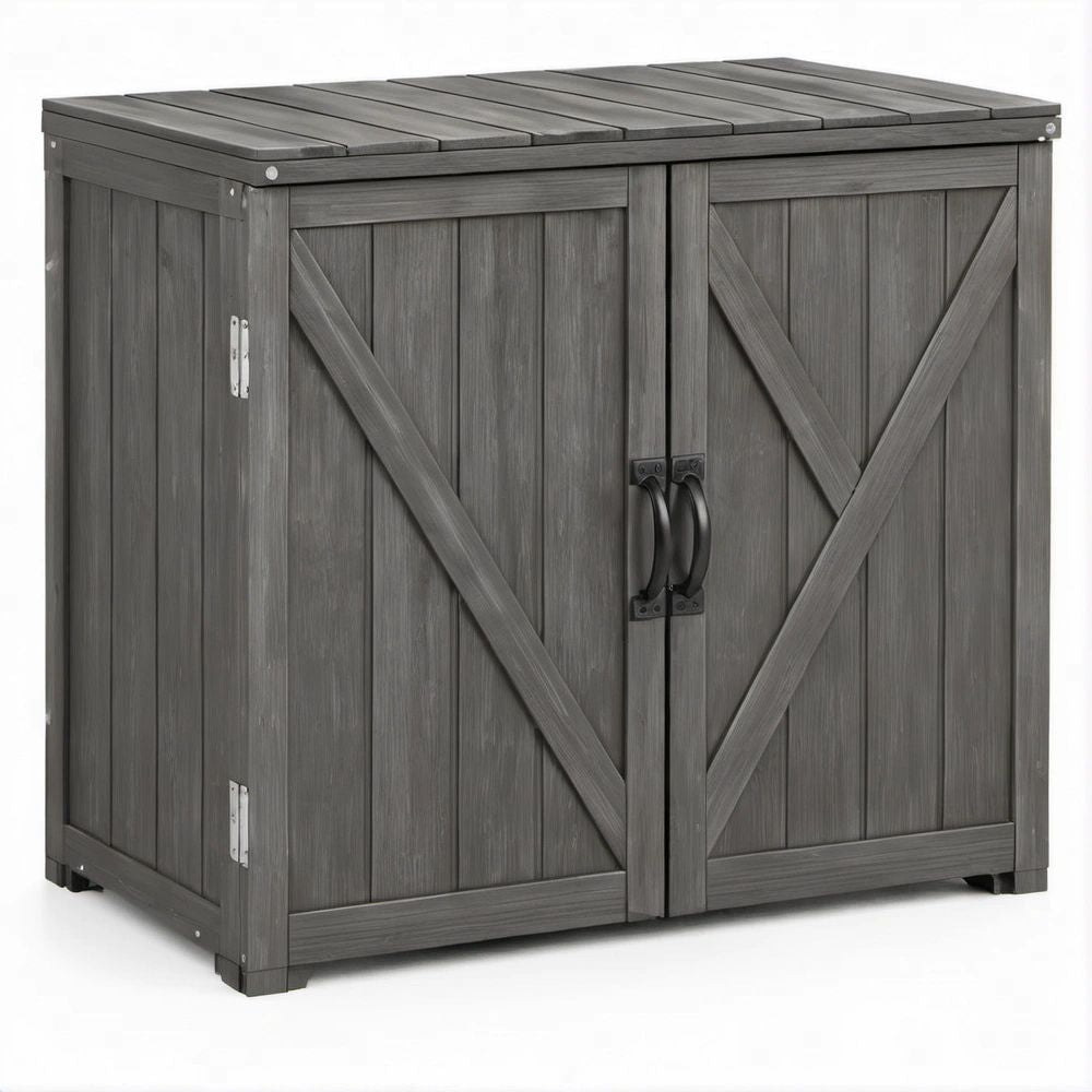 Gartenschrank aus PP in Dunkelgrau, 97 x 54 x 91 cm, mit 2 Türen
