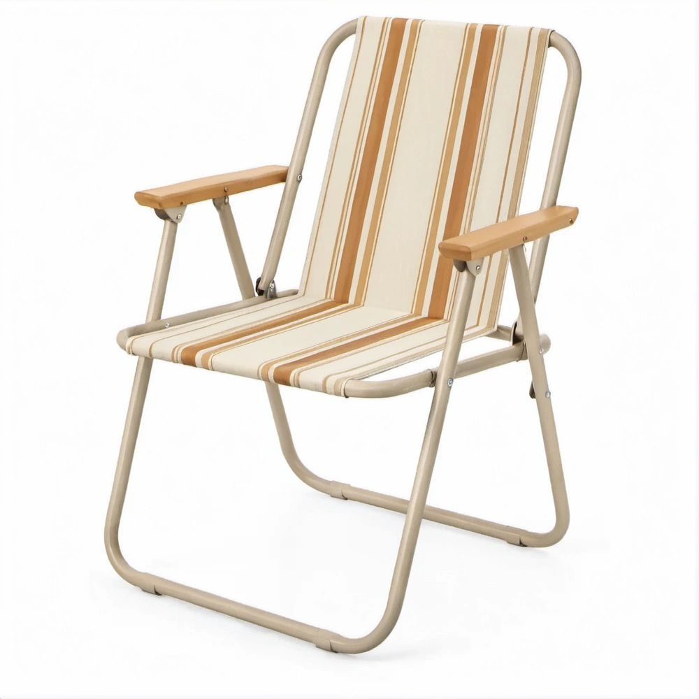 Klappstuhl mit Armlehnen aus Holz, Beige/Braun, 55 x 68 x 92 cm