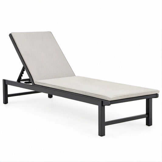 Verstellbare Gartenliege aus Aluminium, Anthrazit/Beige, 200 x 70 x 35 cm