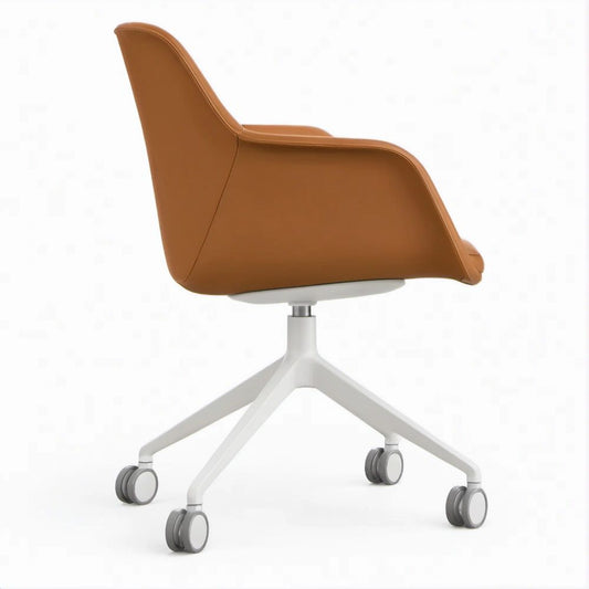 Drehbarer Lounge-Sessel mit Armlehnen, Kunstleder Cognac, 65 x 63 x 83–93 cm
