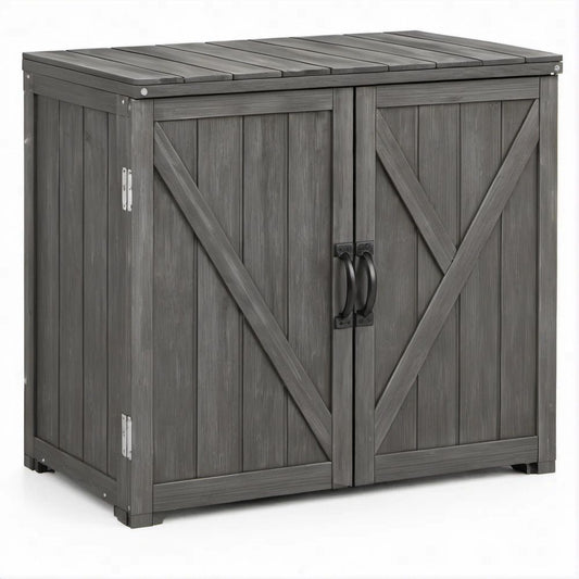 Gartenschrank aus PP in Dunkelgrau, 97 x 54 x 91 cm, mit 2 Türen