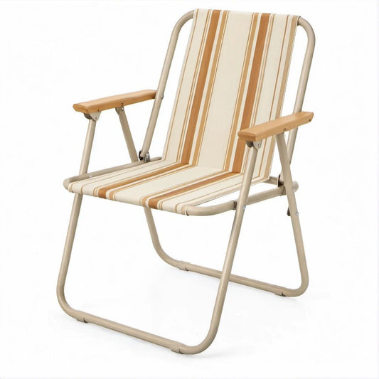 Klappstuhl mit Armlehnen aus Holz, Beige/Braun, 55 x 68 x 92 cm